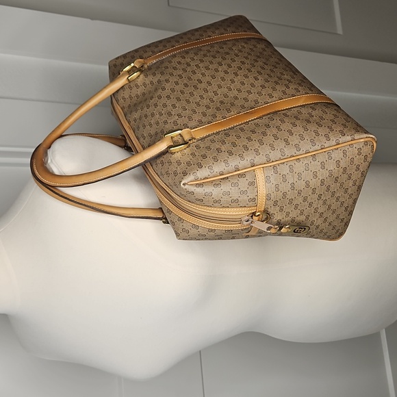 Authentic Gucci Supreme Monogram Vintage  Purse Boston Bag Tote - Picture 1 of 16